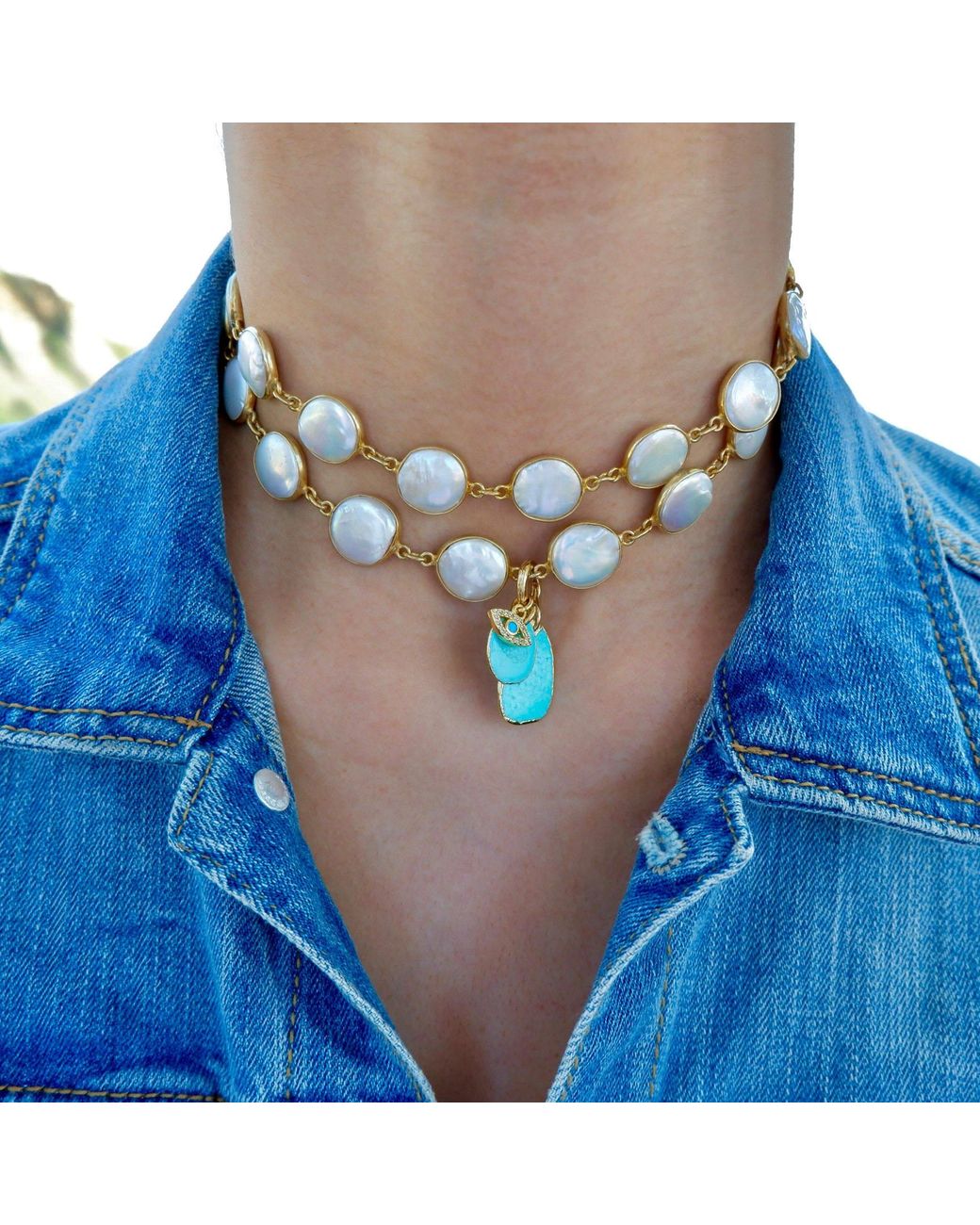 Persia Dona Jewelry Metallic My Santorini Pearl Necklace