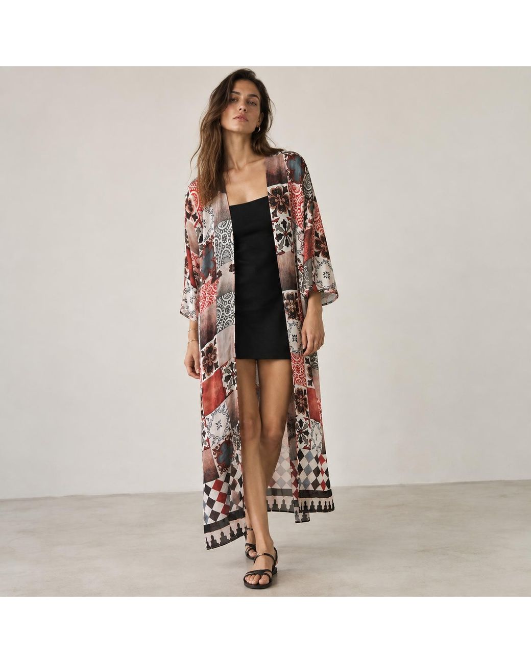 DHARA SHETH DUBAI Multicolor Celestial Tesserae Mosaic Print Kimono Dress
