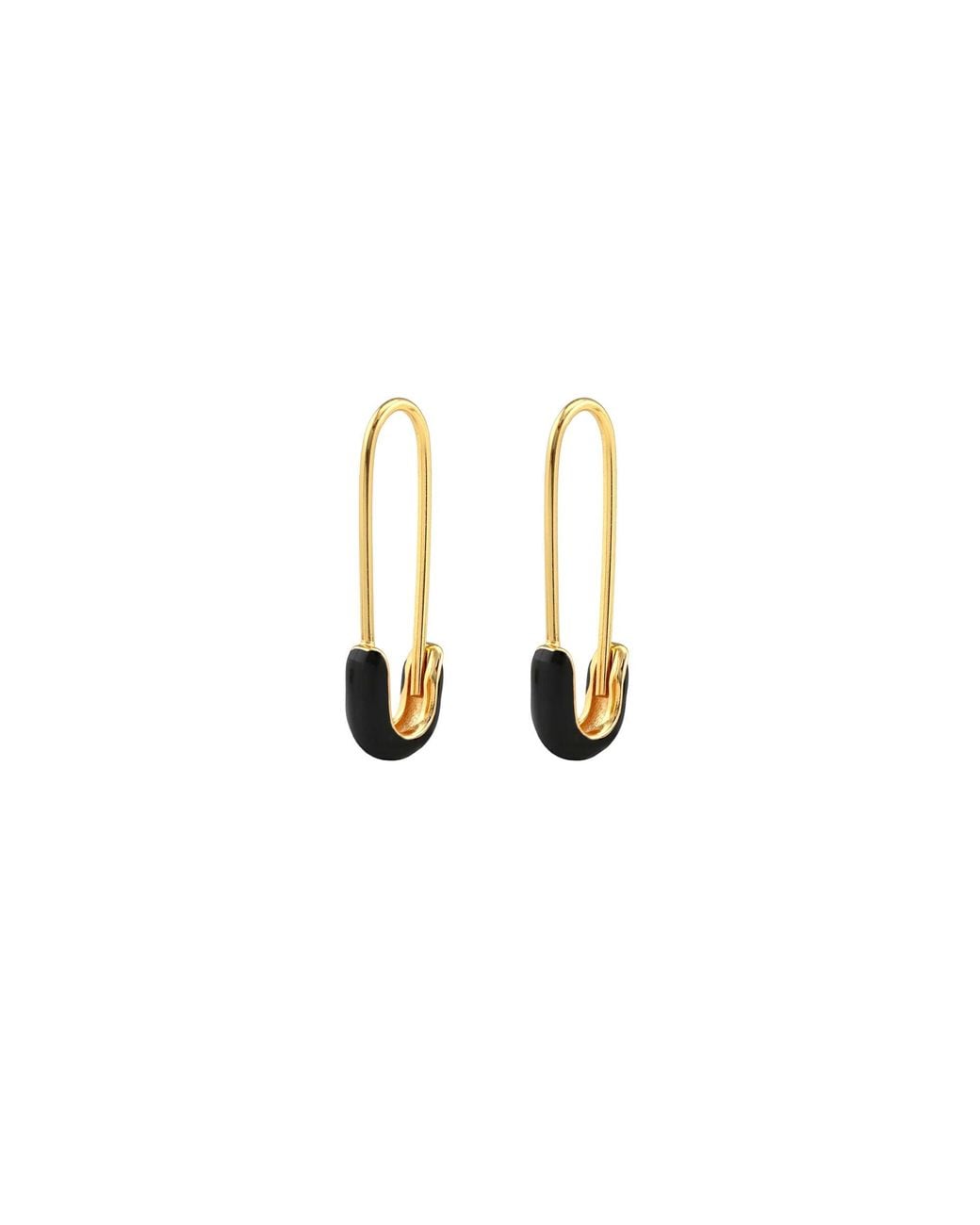 Kris Nations Metallic Safety Pin Enamel Hoop Earrings