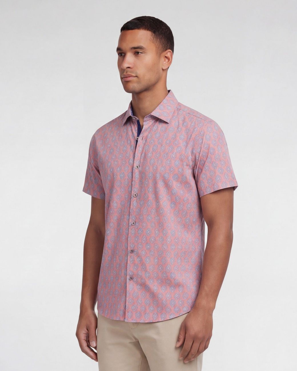 Lords of Harlech Purple George Mud Geo Coral Printed Button Up Shirt for men