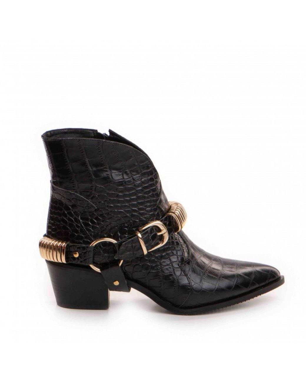 The 5Th Element Black Bronx Western Boots – Croco Leather