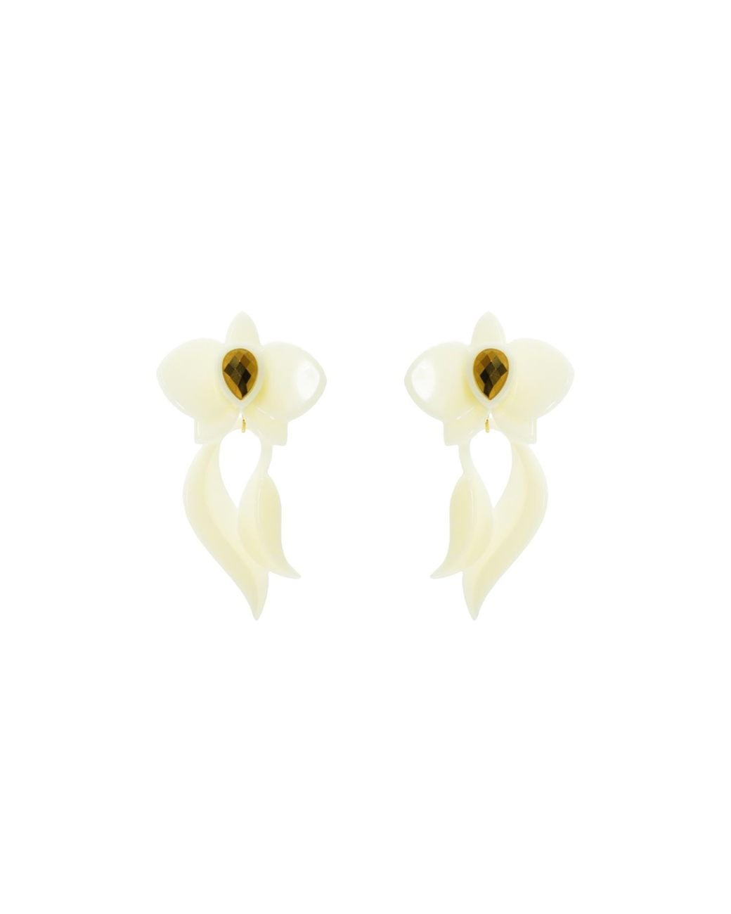 Gissa Bicalho Metallic Acrylic Handmade Earring Deco Orchid Cream
