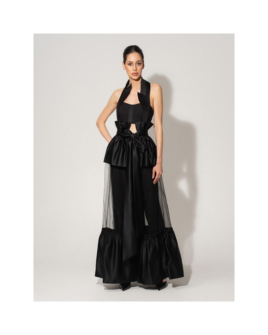 Tia Dorraine Black Fairytale Floor-Length Self-Tie Overskirt