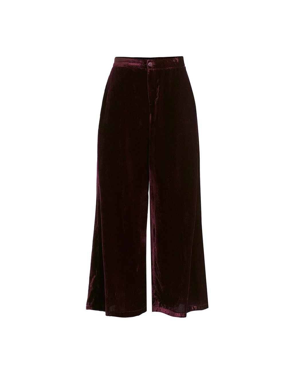 Paisie Brown Velvet Wide-Leg Trousers With Separate Elastic Ankle Bands