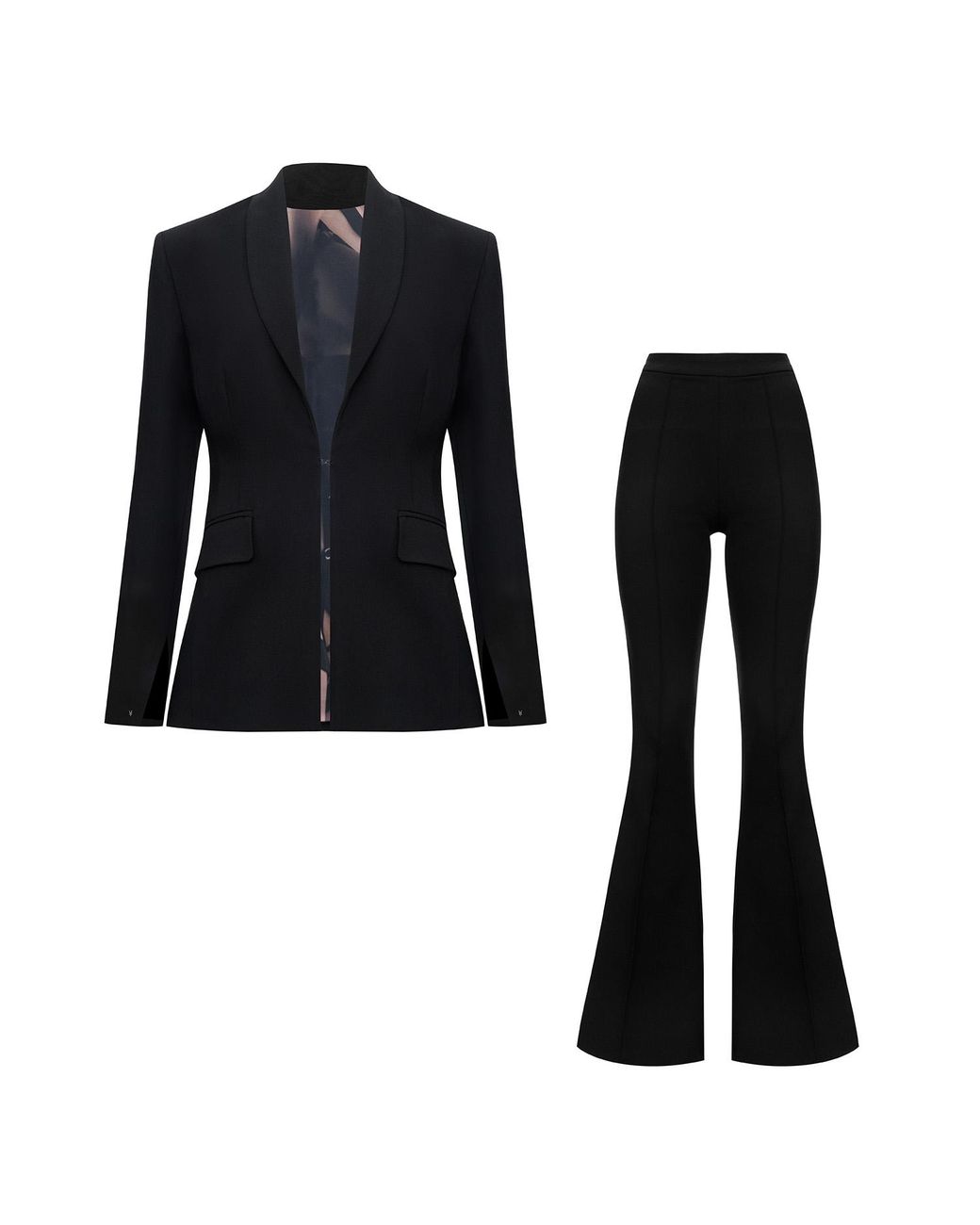 Mymokondo Black Tailored Blazer & Flared Trousers Suit