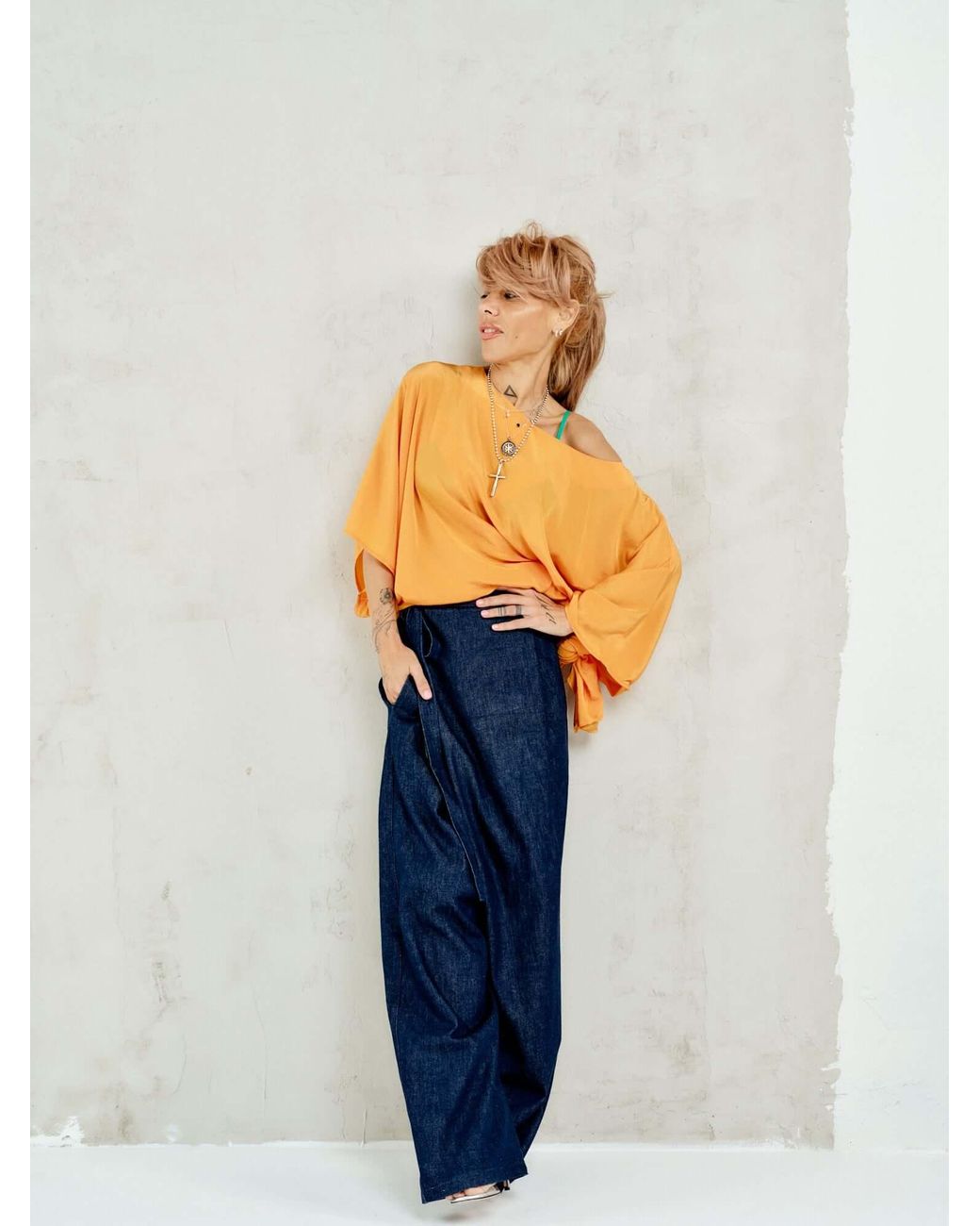 Clothes by Locker Room Blue Wrap-Front Wide-Leg Jeans