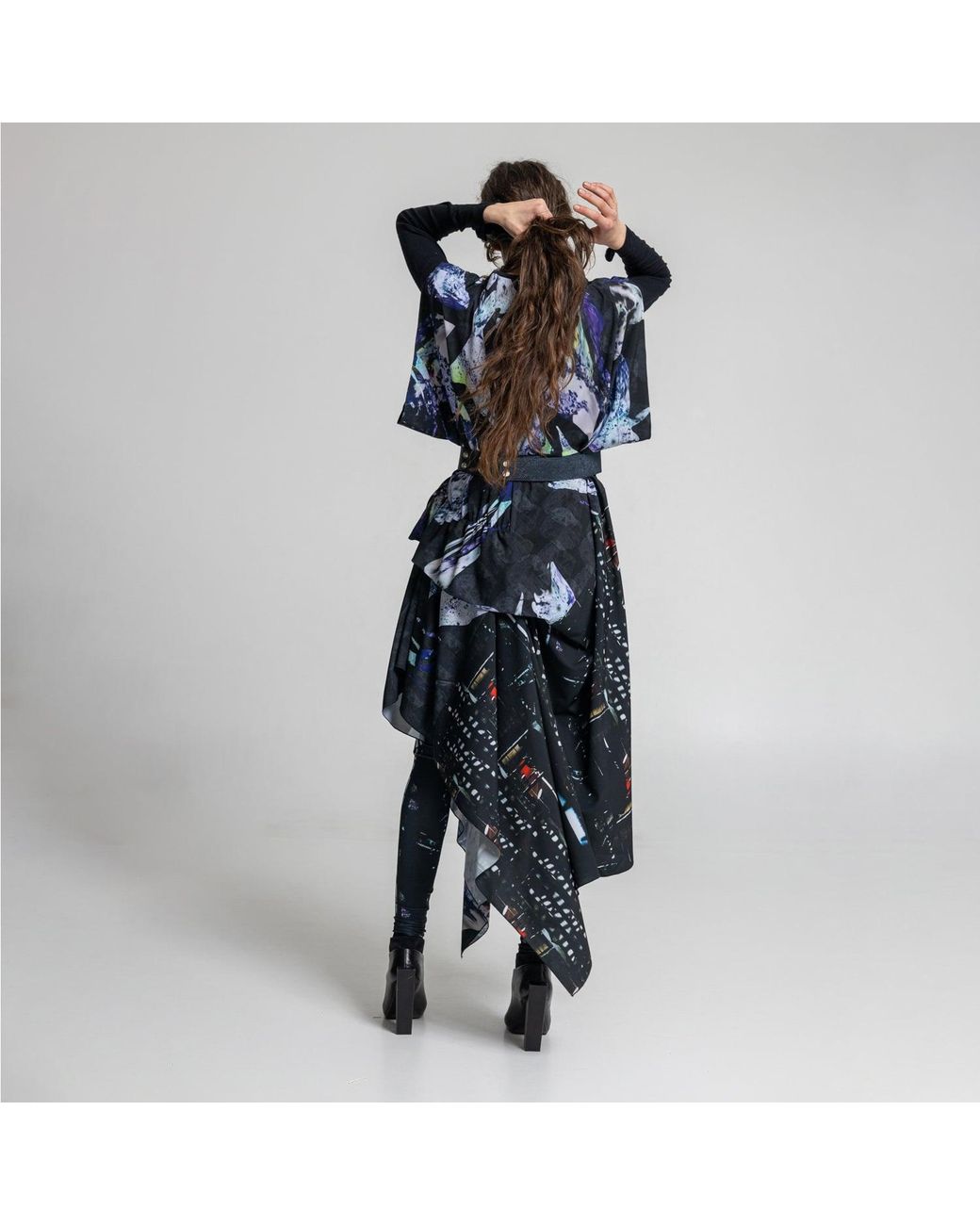 ARTISTA Blue Dark Shell Asymmetric Maxi Dress