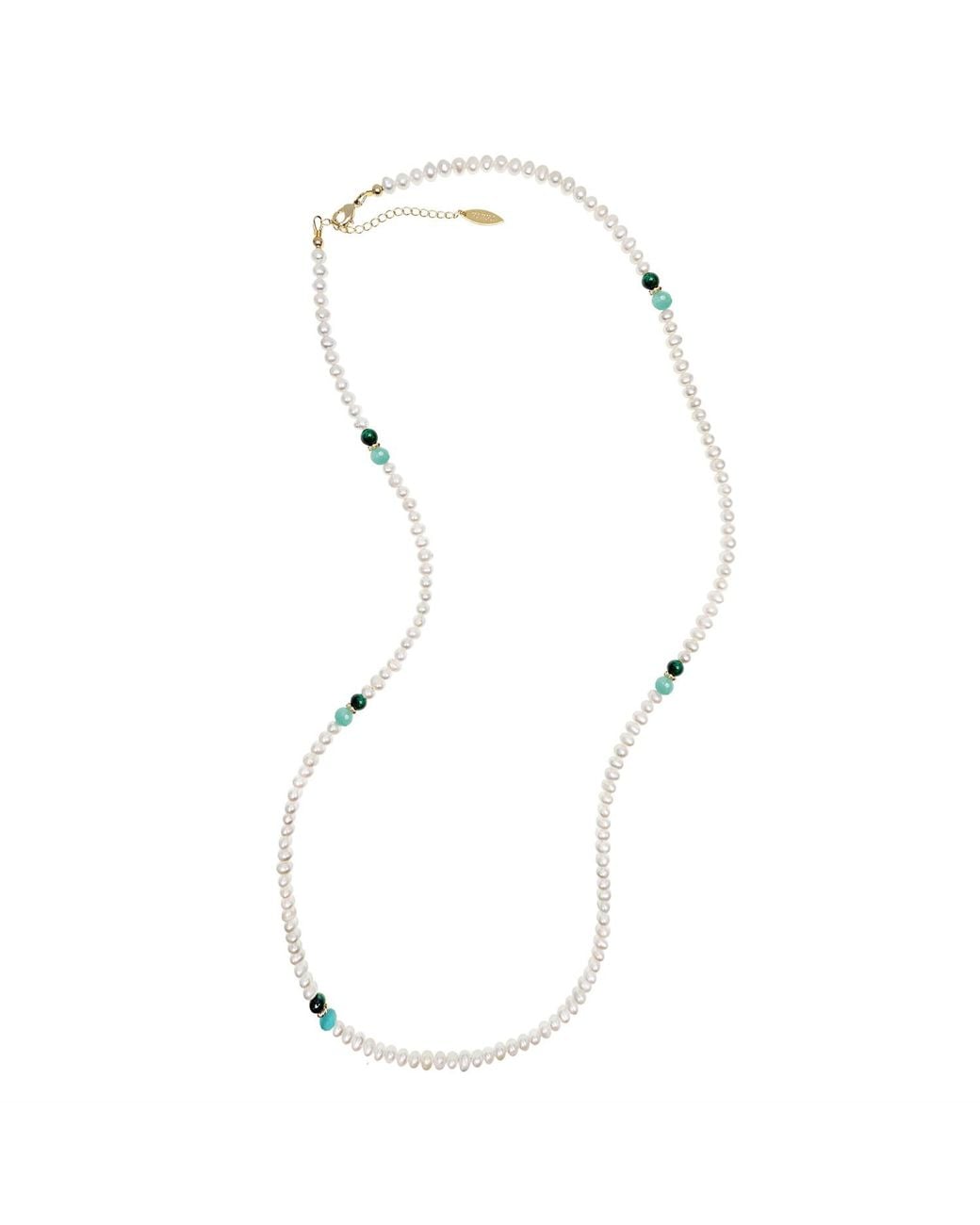 Farra Metallic Versatile Freshwater Pearls With Gemstone Long Necklace