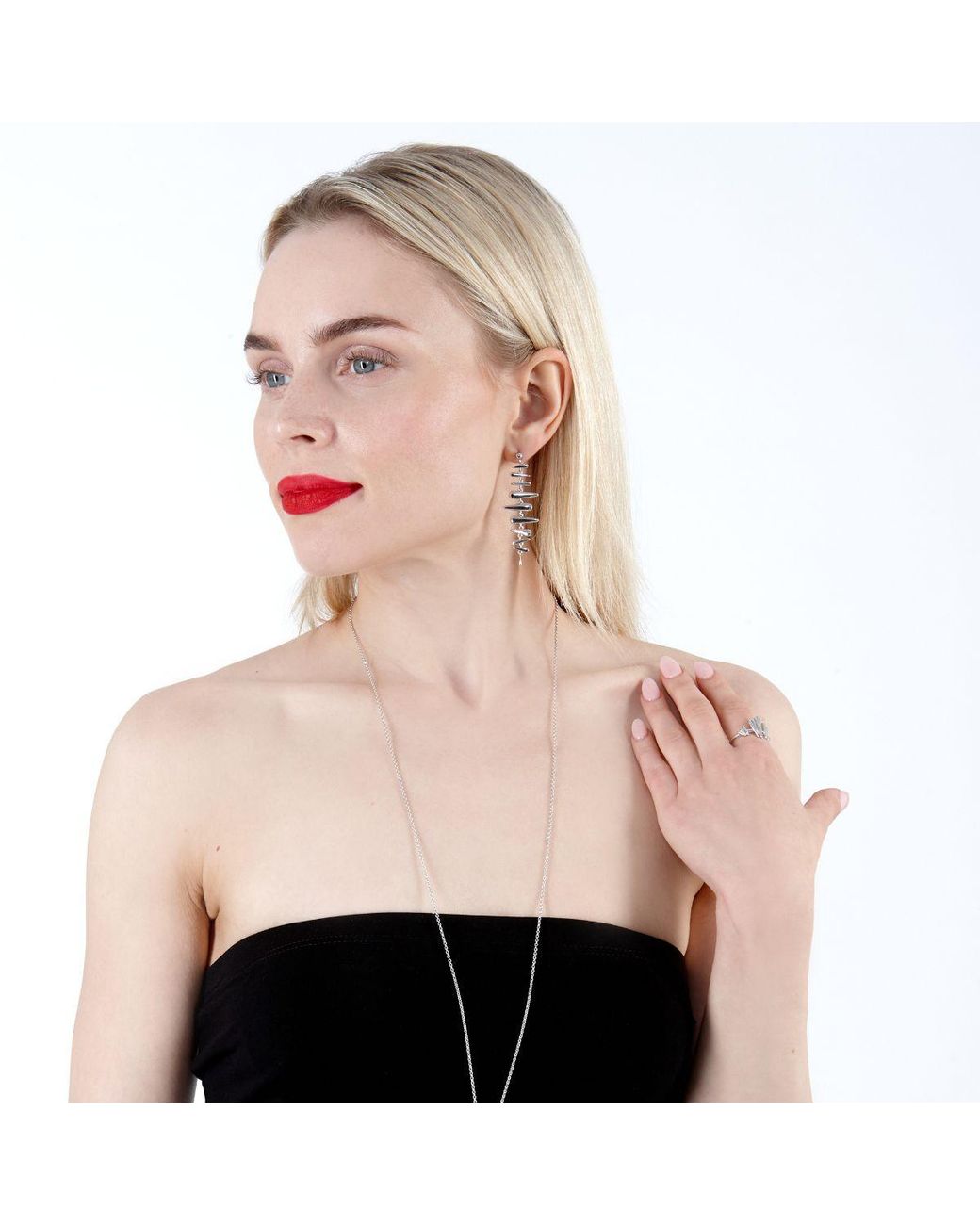 Lucy Quartermaine White Shard Statement Drop Earrings