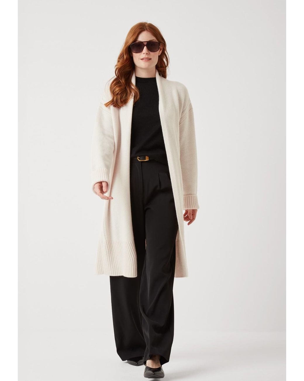 Loop Cashmere White Neutrals The Luxe Longline Coatigan