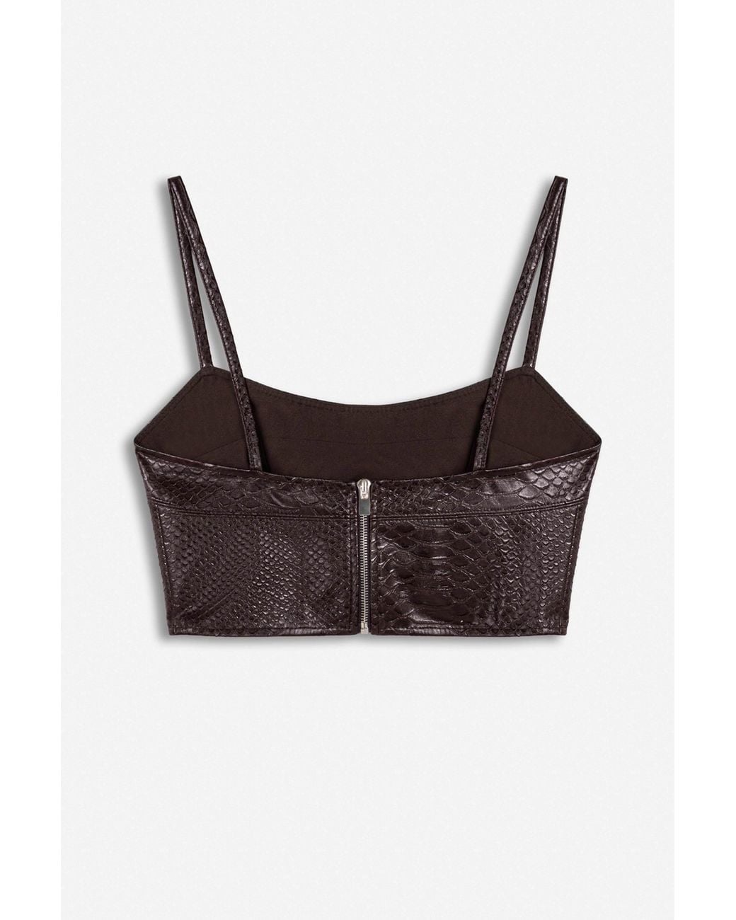 Nocturne Brown Snake Effect Leather Bralet