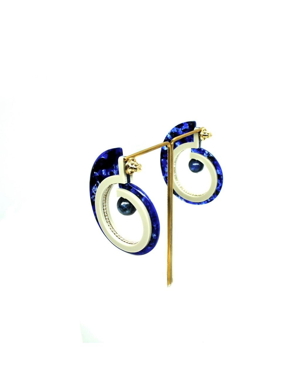 Gissa Bicalho Blue Handmade Acrylic Earring Hoops Orion