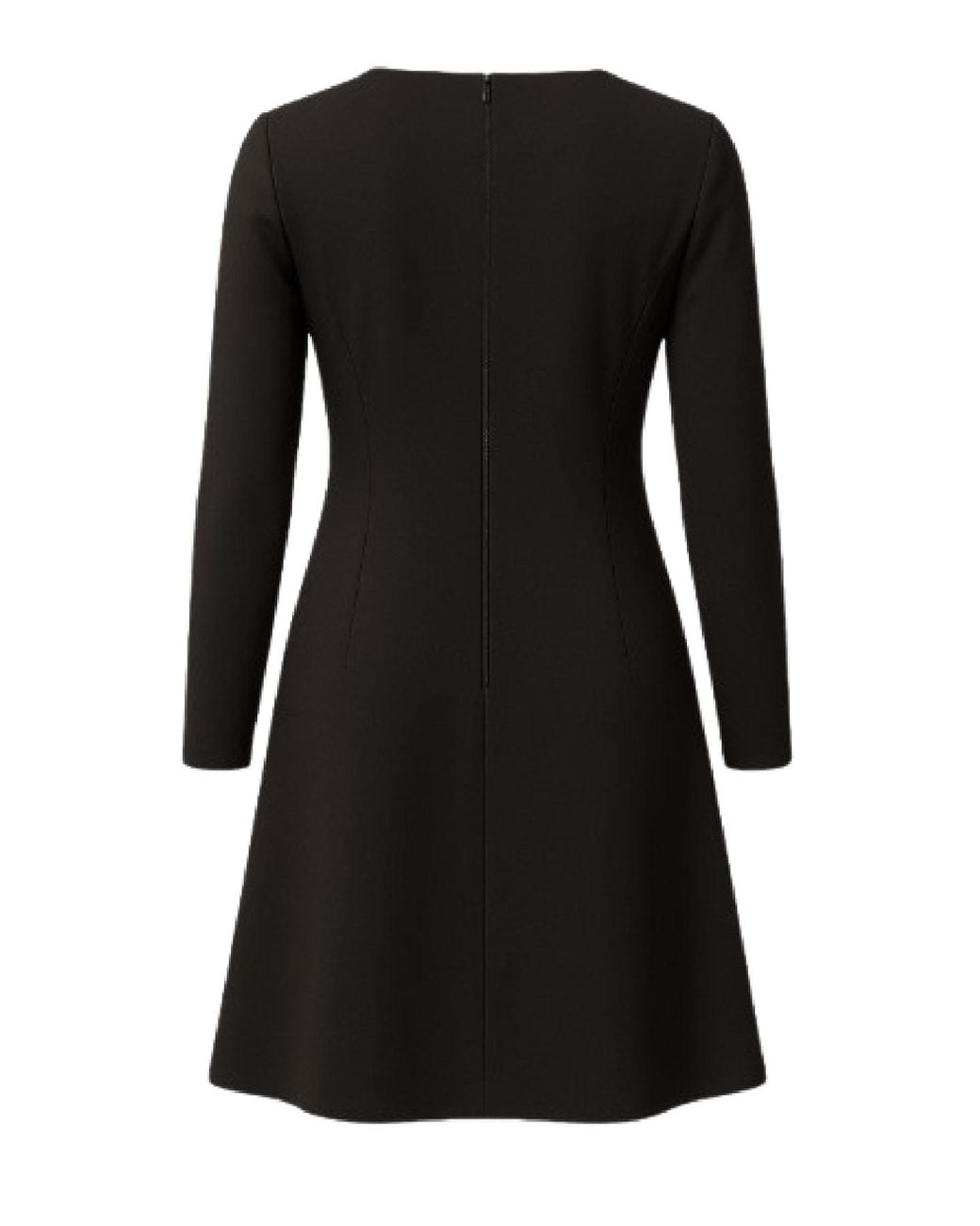 Conquista Black Elegant Long Sleeve A-Line Dress