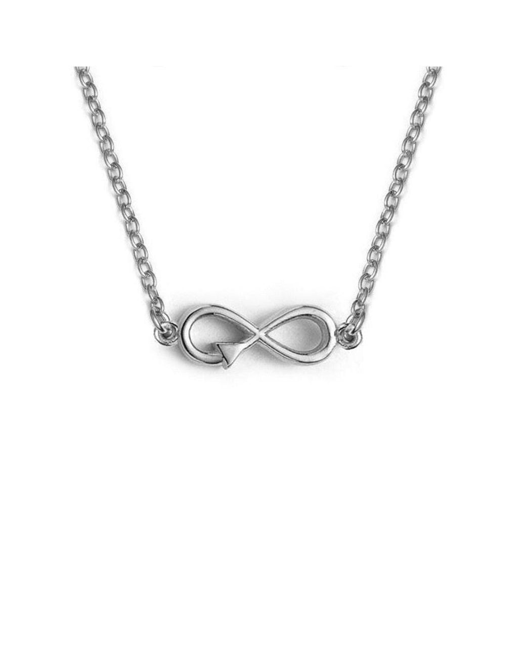 With Love Darling Metallic Horizontal Infinity Necklace Sterling