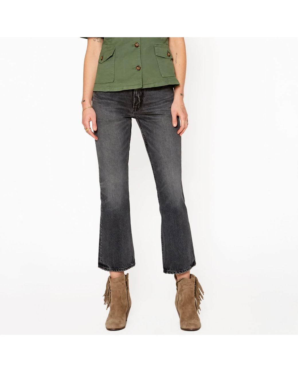 NOEND Gray Farrah Kick Flare Jeans