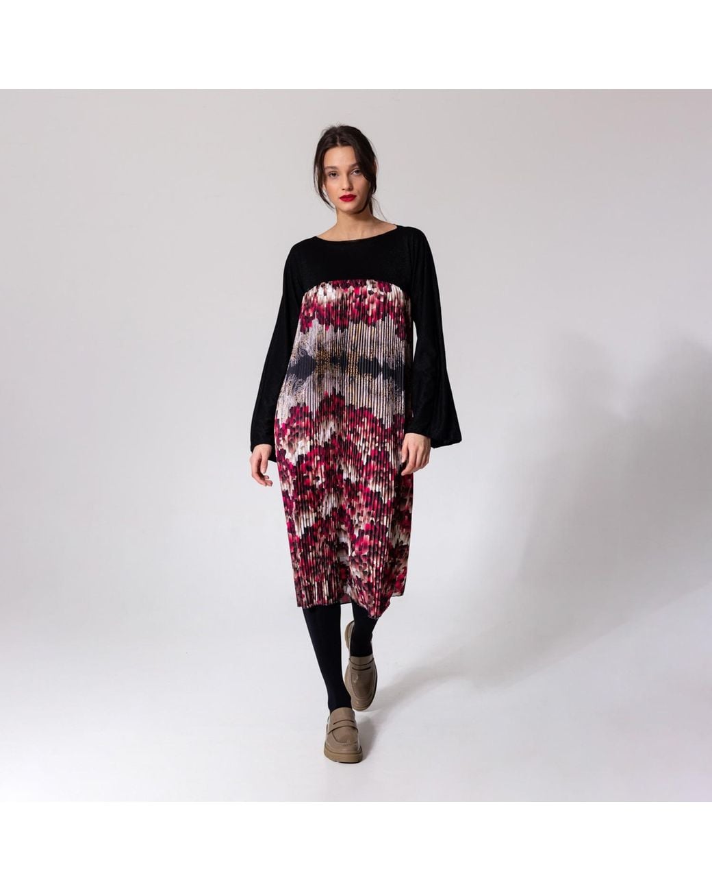 ARTISTA Purple Feathers Pleated Dress