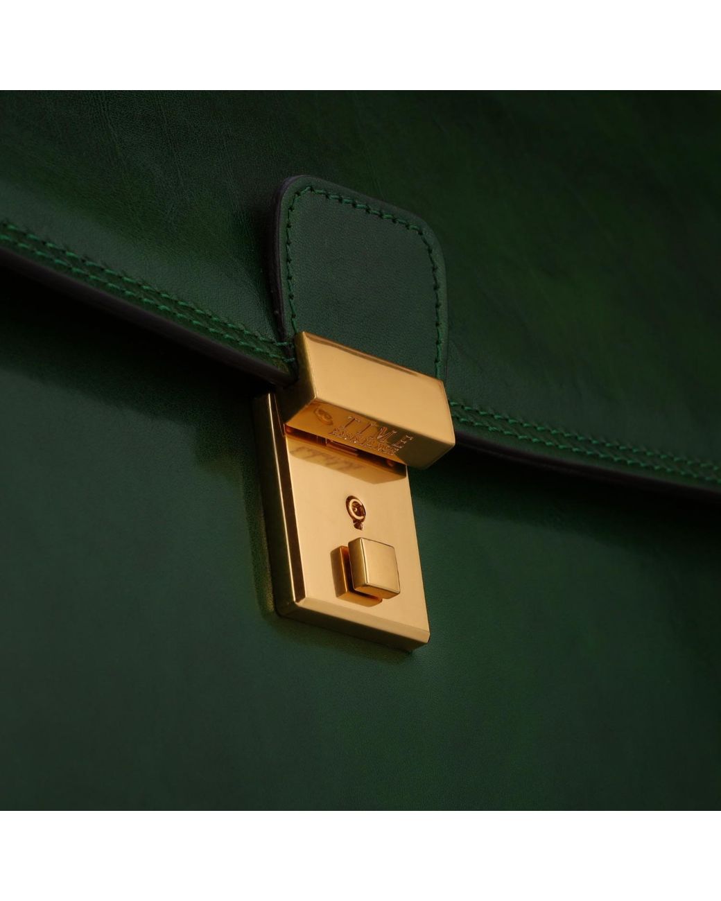 Time Resistance Green Leather Briefcase