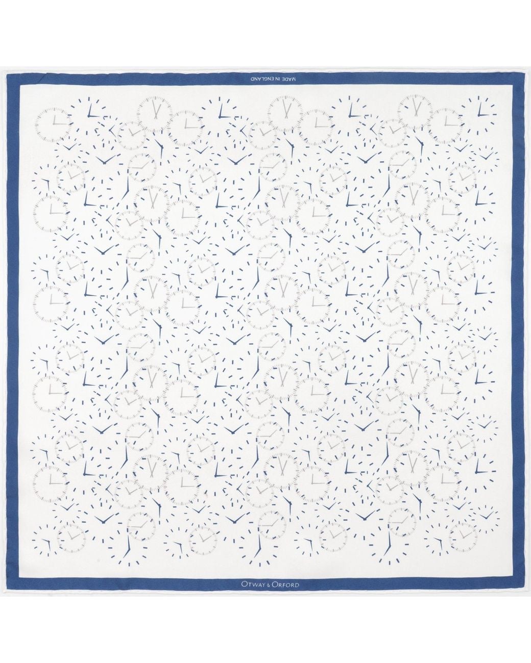 Otway & Orford White 'Chronos' Watch Design Silk Pocket Square for men