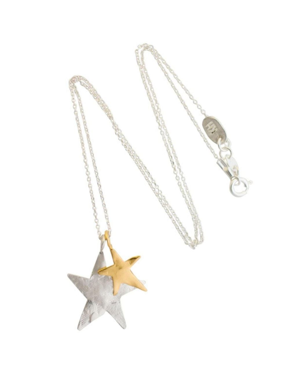 Karen Hallam Metallic Ziggy Double Star Charm Necklace