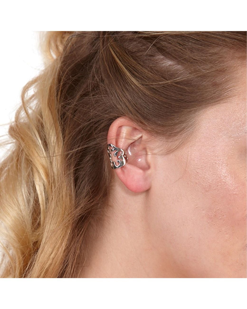 Lucy Quartermaine White Solid Sterling Tall Splash Ear Cuff