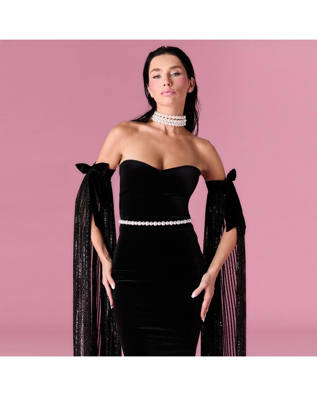 Nur Karaata Black Daisy Gown