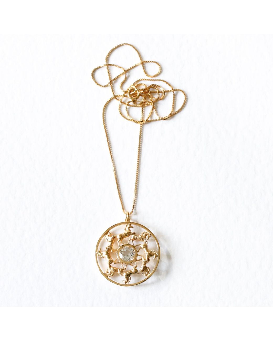 Lee Renee Metallic Wild Horses Topaz Medallion Necklace