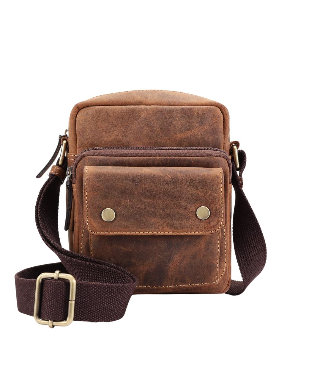 Lloyd Baker Brown Benson Distressed Leather Crossbody Bag for men