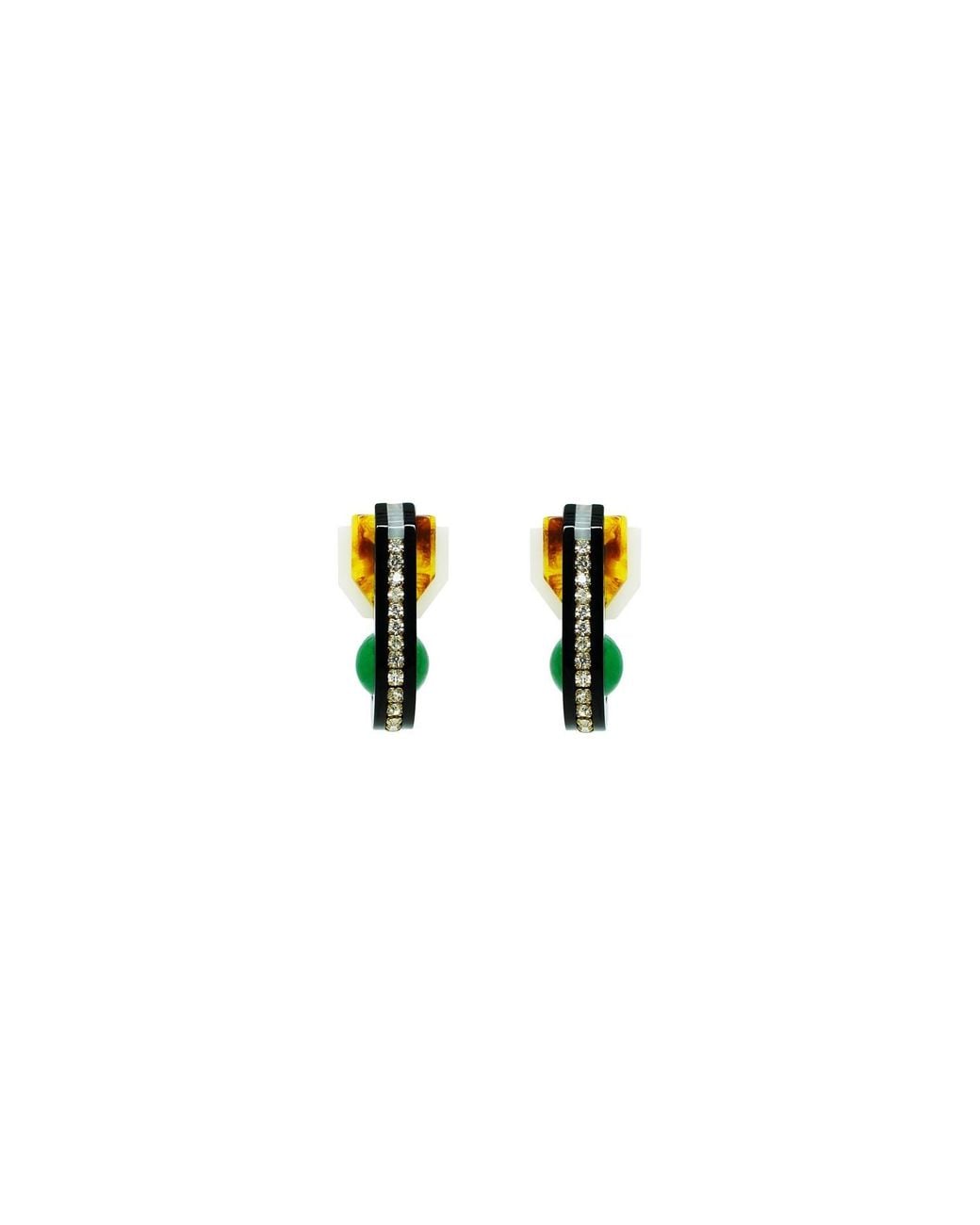 Gissa Bicalho Green Handmade Acrylic Earring Short Orion