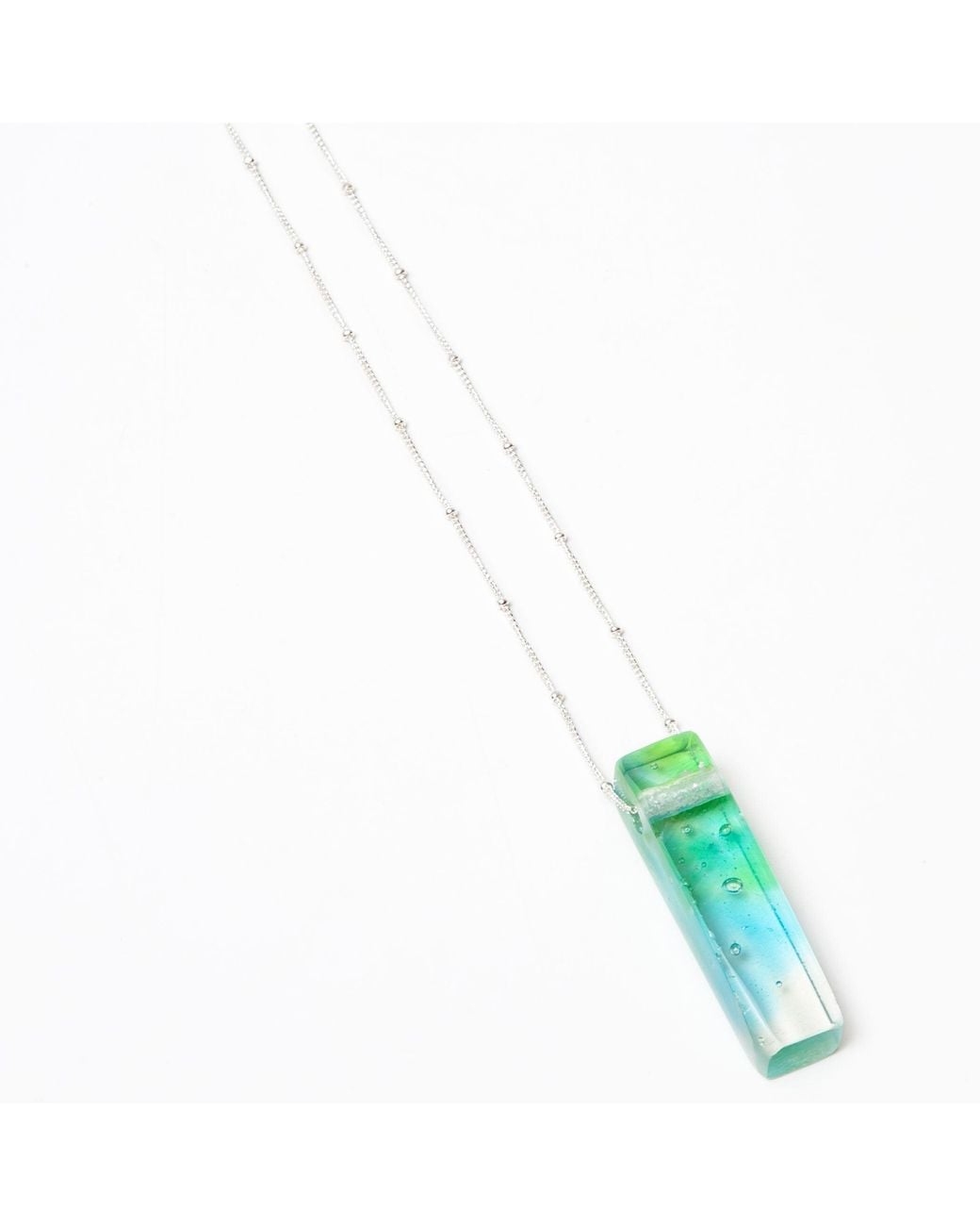 Smart Glass Jewelry Blue Recycled Glass Mosaic Stiletto Confetti Necklace Sterling