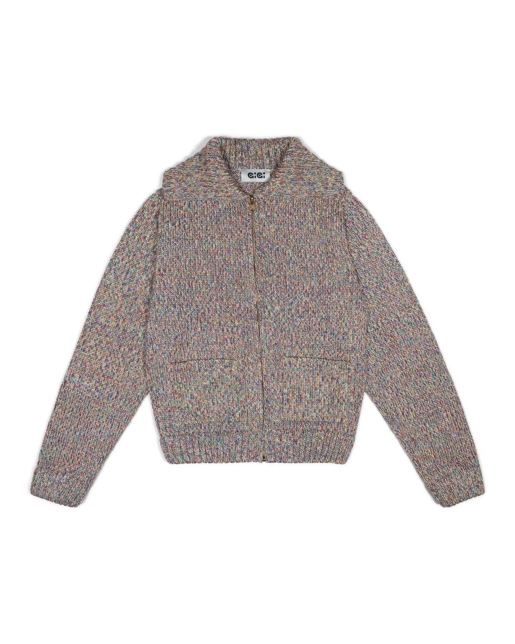 Gigi Knitwear Gray Neutrals Goldie Zip Cardigan
