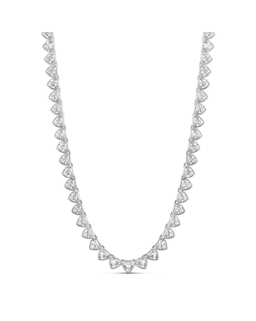 SHYMI Metallic Bezel Set Heart Tennis Necklace