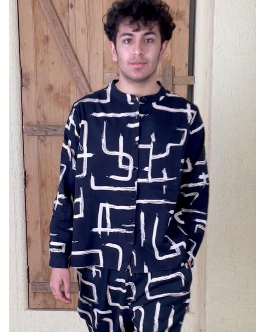 Wild Clouds Black Organic Cotton & Linen & Shirt