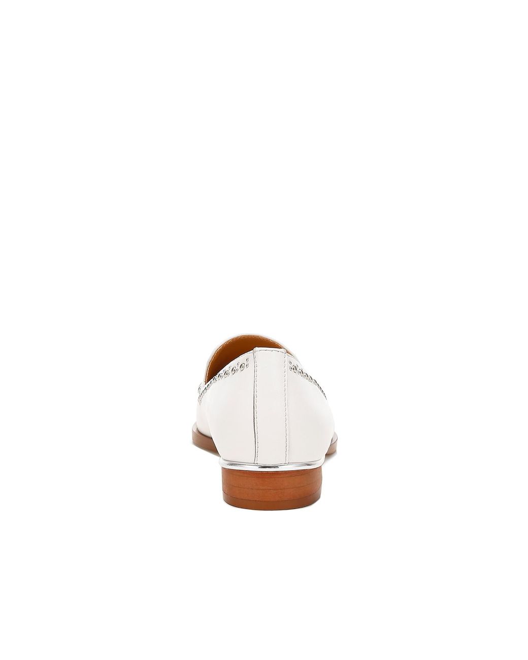 Rag & Co White Wolferton Delicate Stud Detail Leather Loafers