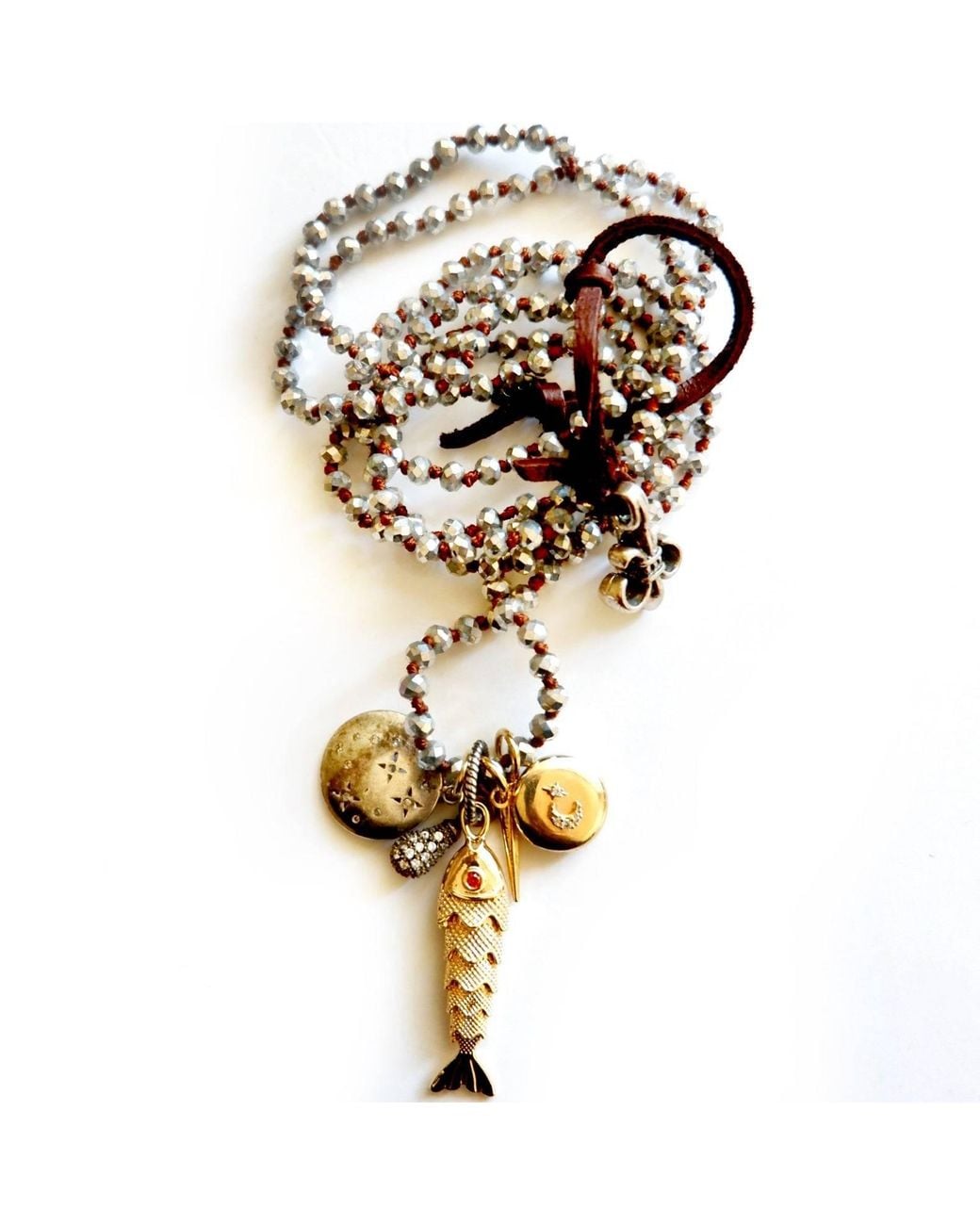 Persia Dona Jewelry Metallic Vintage Charm Fish Necklace