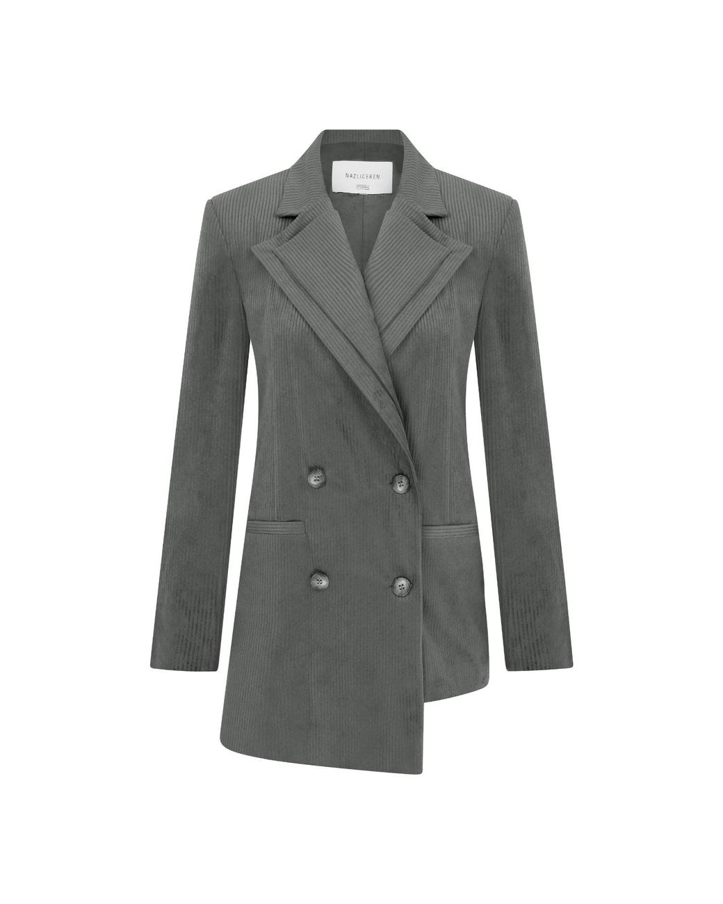 NAZLI CEREN Gray Bicolle Corduroy Jacket