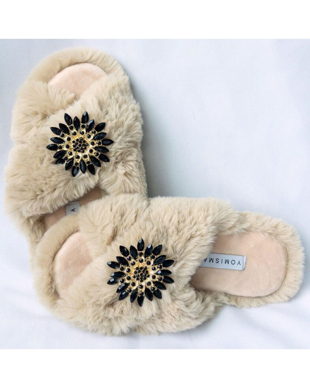 Yomisma Natural Neutrals Faux Fur Slippers