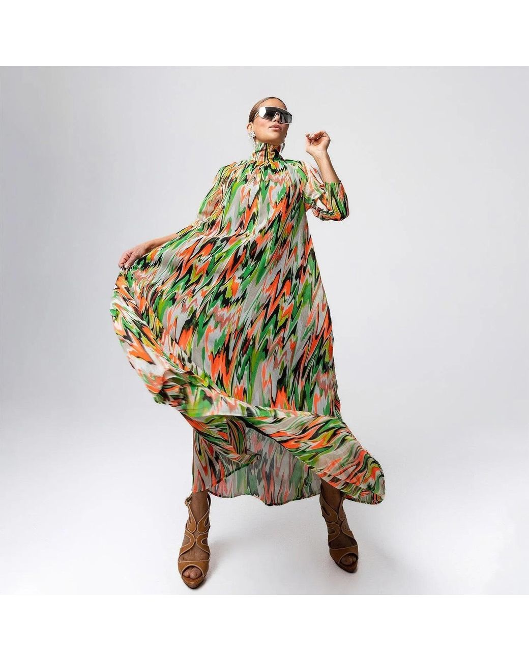 Maxjenny Green A-Shaped Maxi Dress
