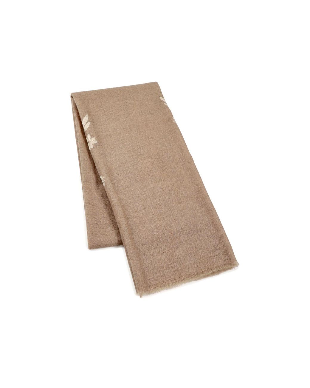 Heritagemoda Natural Neutrals Gi Certified Hand Embroidered Pashmina Cashmere Scarf