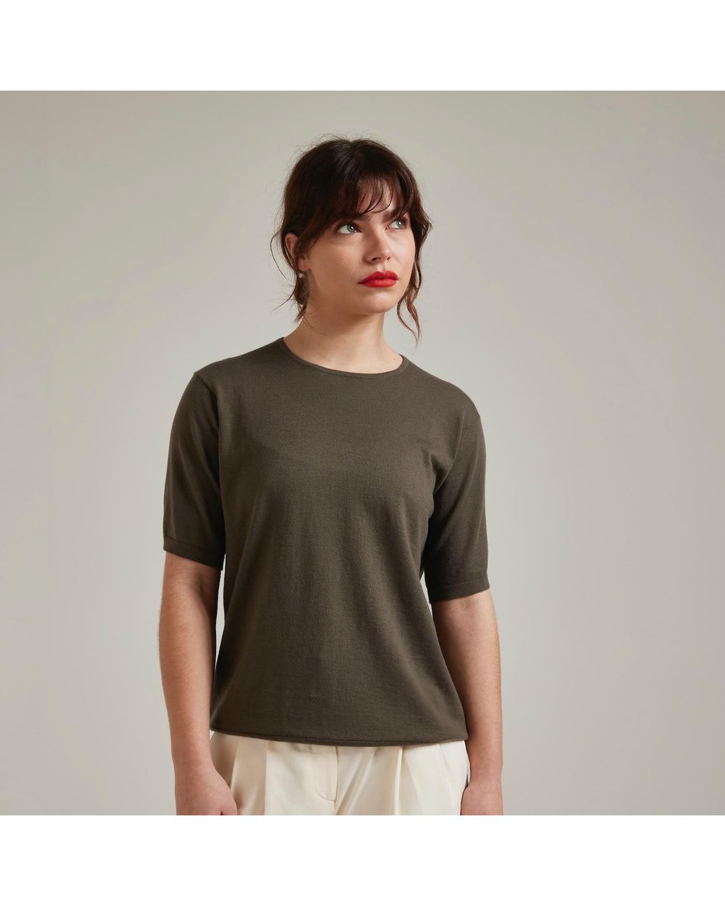Salts Cashmere Green Short Sleeved Knitted Tee for men