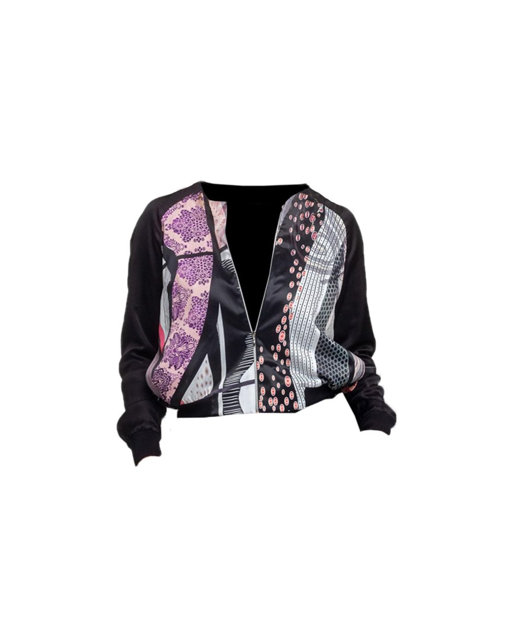 ARTISTA Black Gaia Printed Zipped Bomber Jacket