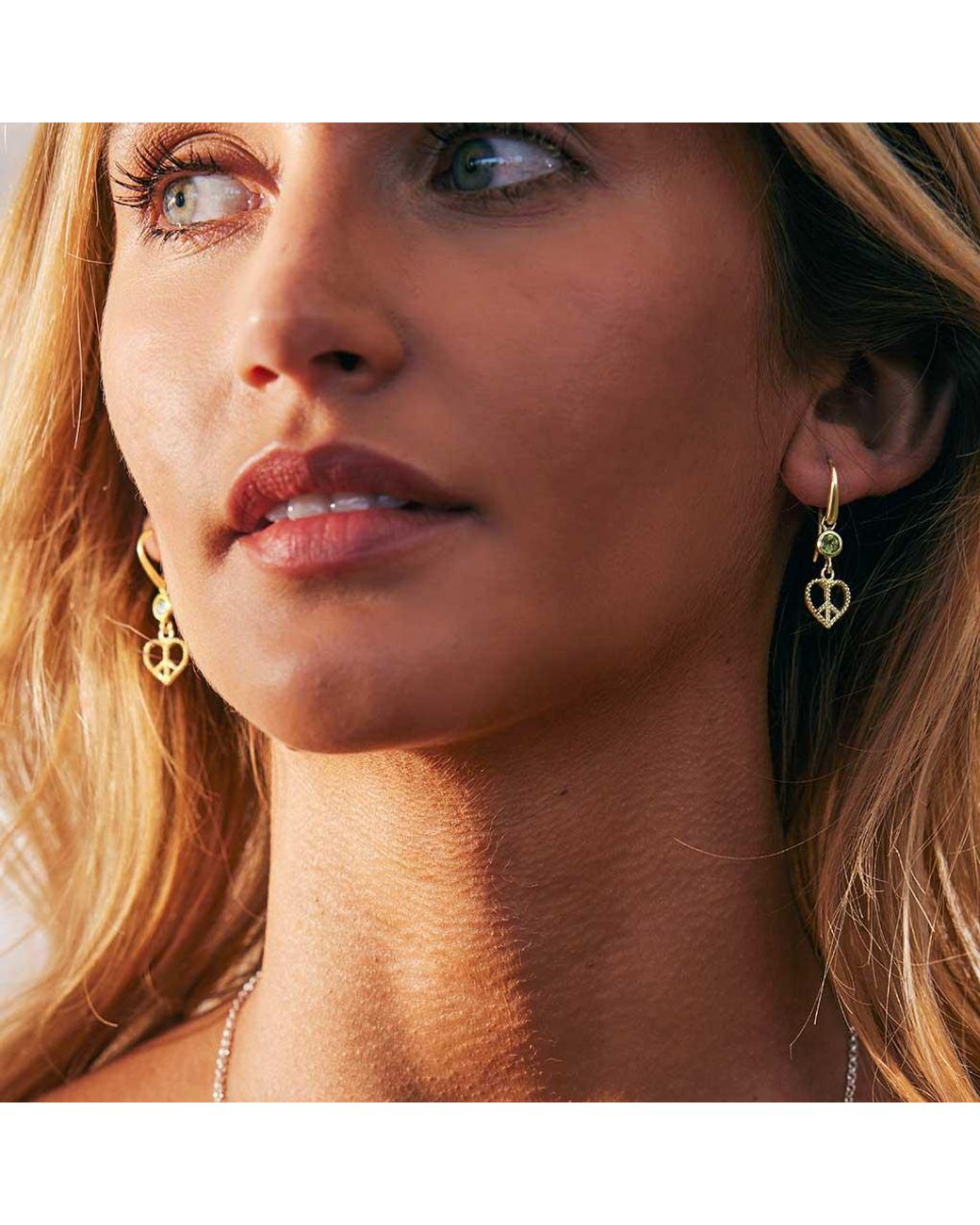 Charlotte's Web Jewellery Metallic Peace Heart Vermeil Drop Earrings