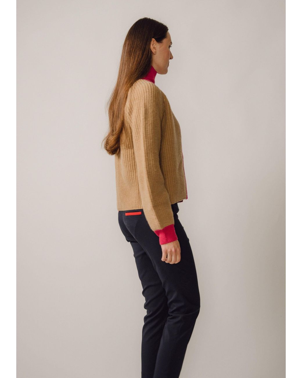 BEIRA Brown Michelle Merino And Cashmere Chunky Knit Cardigan Camel & Lipstick