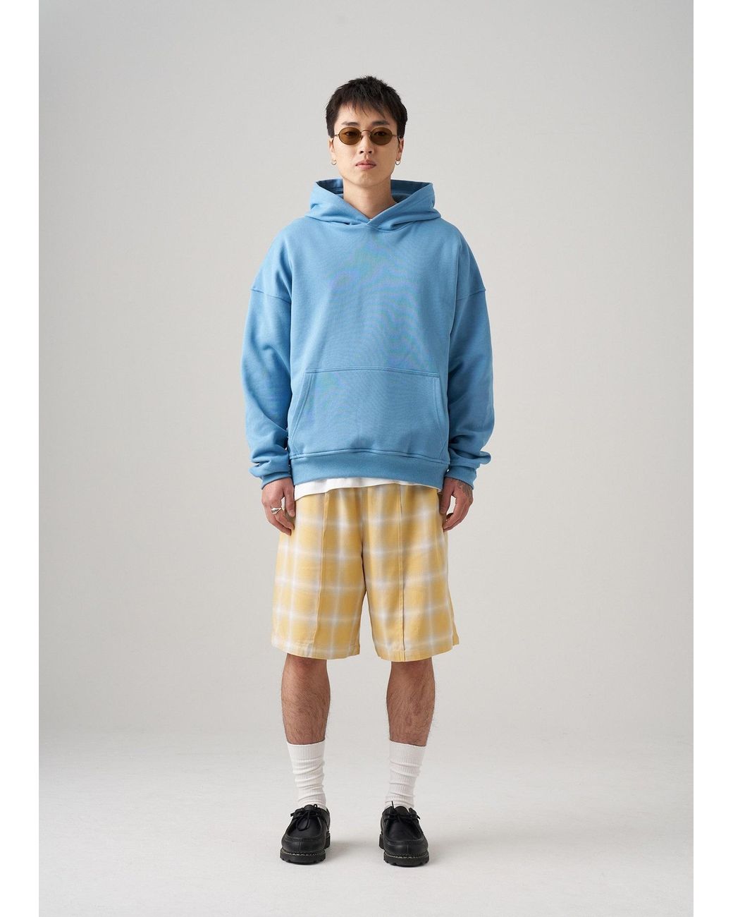 Éclectique Blue Lightweight Terry Hoodie for men