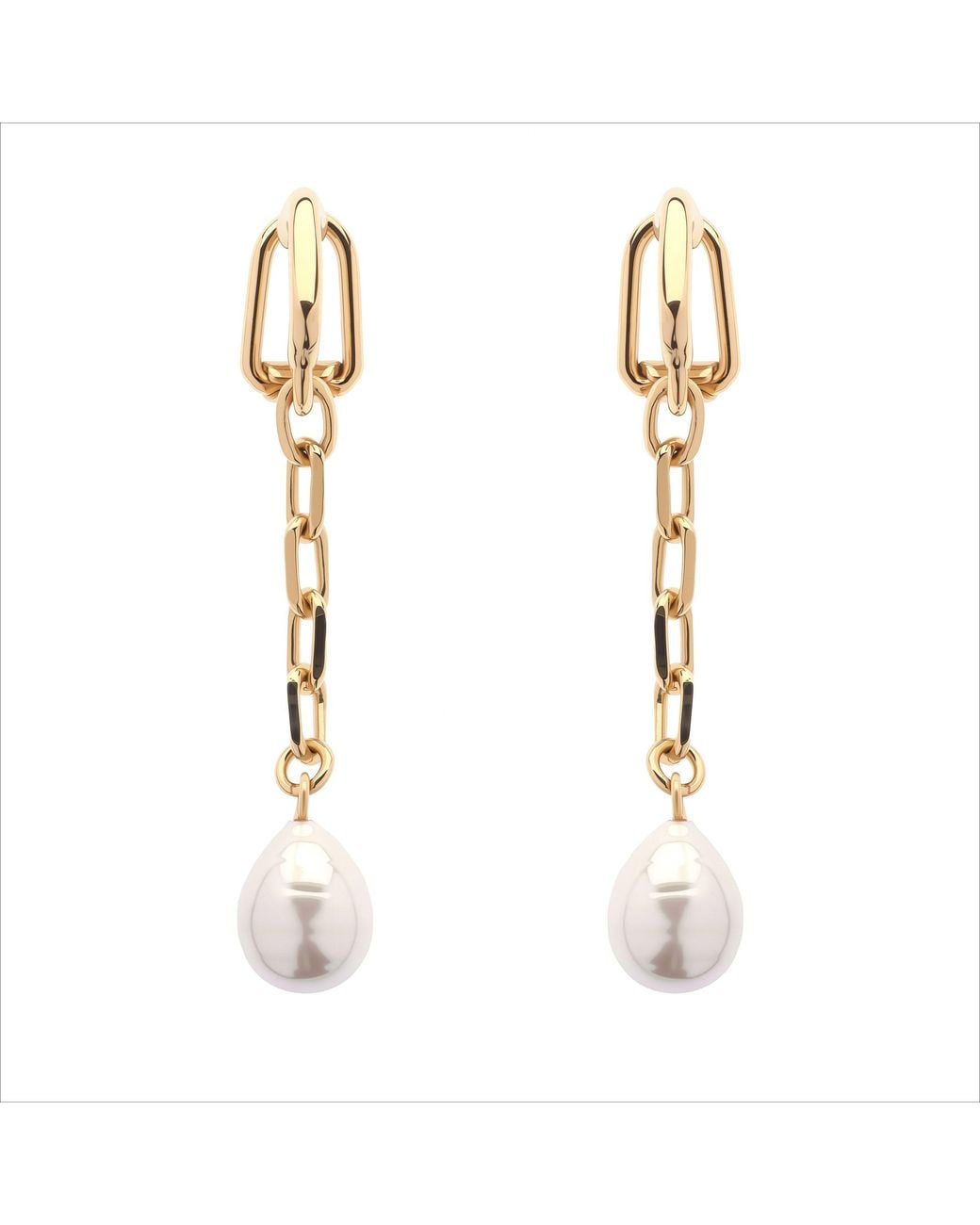 Emma Holland Jewellery Metallic Baroque Pearl Chain Drop Clip Earrings