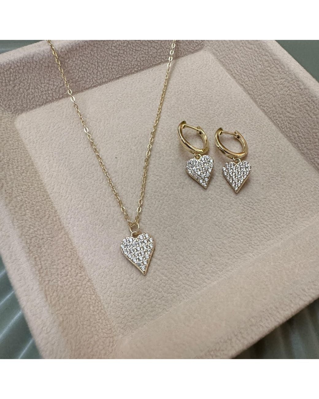Clemence Wren Metallic Sparkly Heart Charm Hoop Earrings