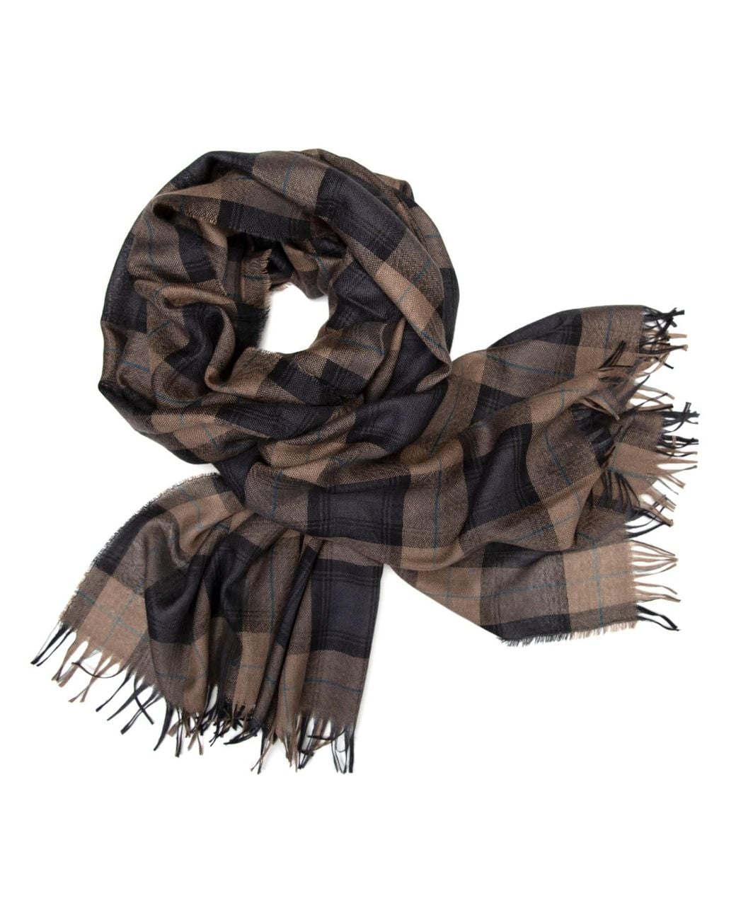Kinalba Black Neutrals Weekender Earth Check Cashmere & Silk Scarf