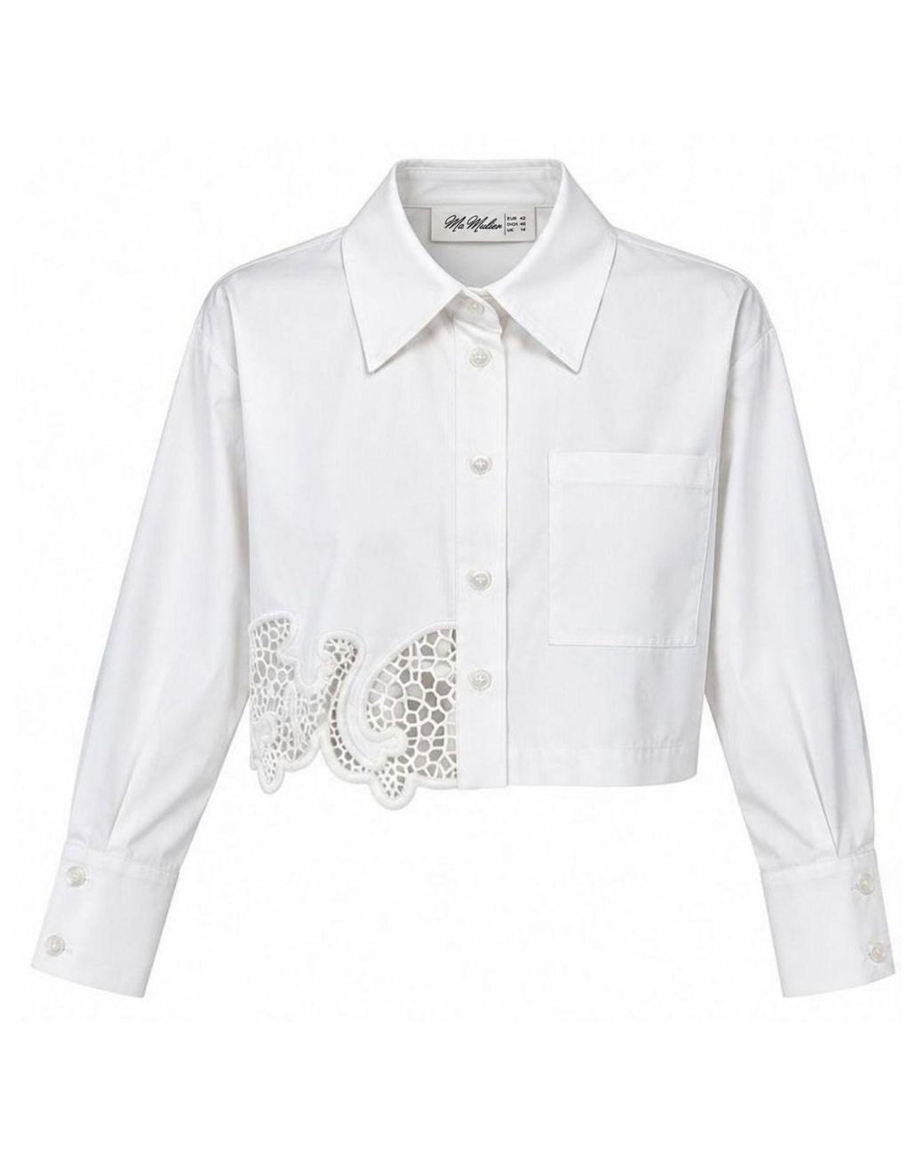 Ma Mulier White Embroidered Cutwork Crop Shirt