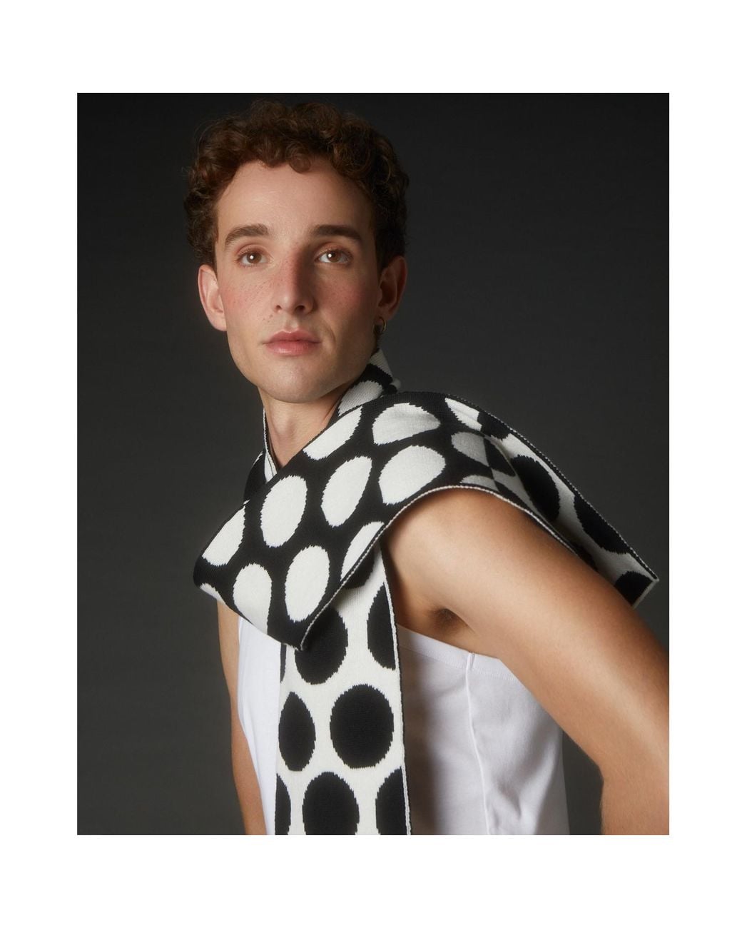 INGMARSON Black Circles Wool & Cashmere Scarf for men