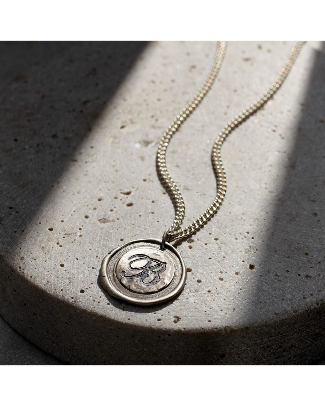 Posh Totty Designs Metallic Oxidised Initial Wax Seal Necklace for men