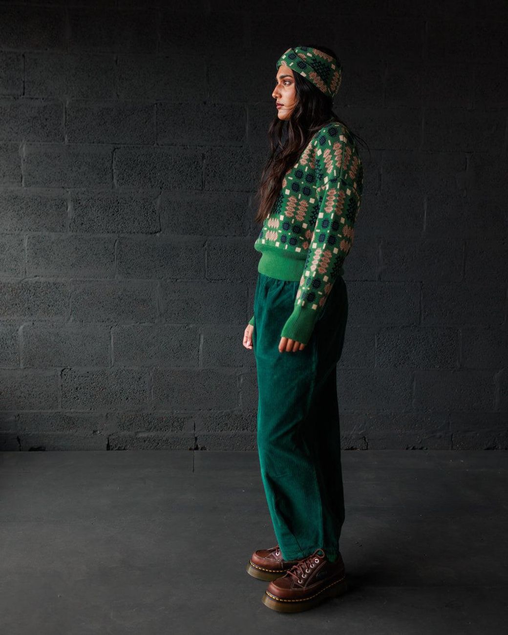 Mabli Green Carthen Neat Cotton Pullover